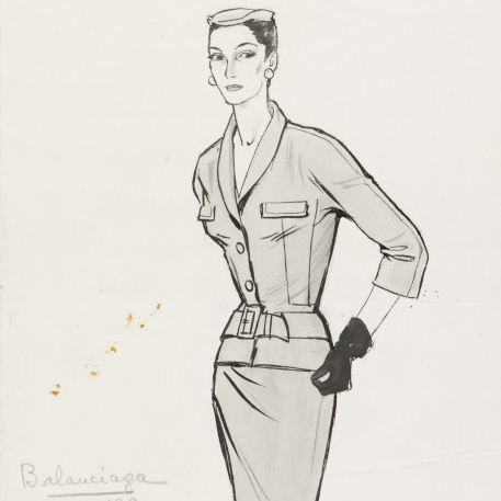 Balenciaga suit, fashion illustration